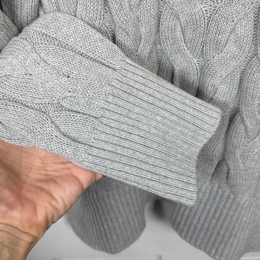 Lands End Women’s 1/4 Zip Cable Knit Drifter Sweater in Gray NEW W2220 Sz M - Picture 4 of 9